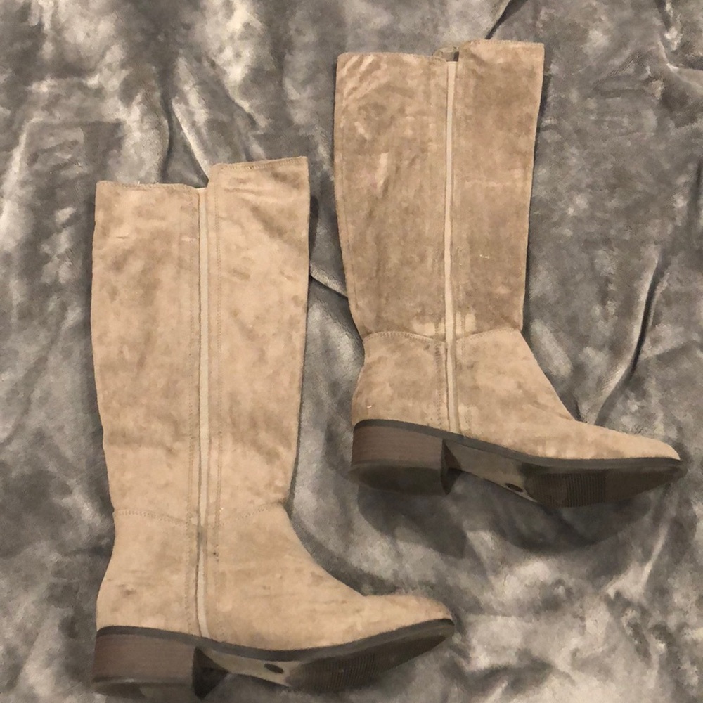 Suede taupe tall boot size 8